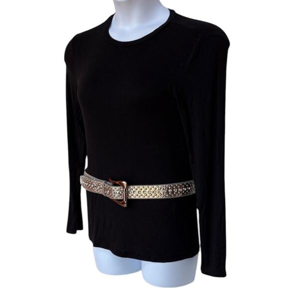 Guess Studded Rhinestone Silver Metallic Leather Bling Belt  L or XL(?) Pls Read
